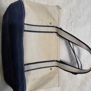 Stylish Cream and Navy Tote Bag